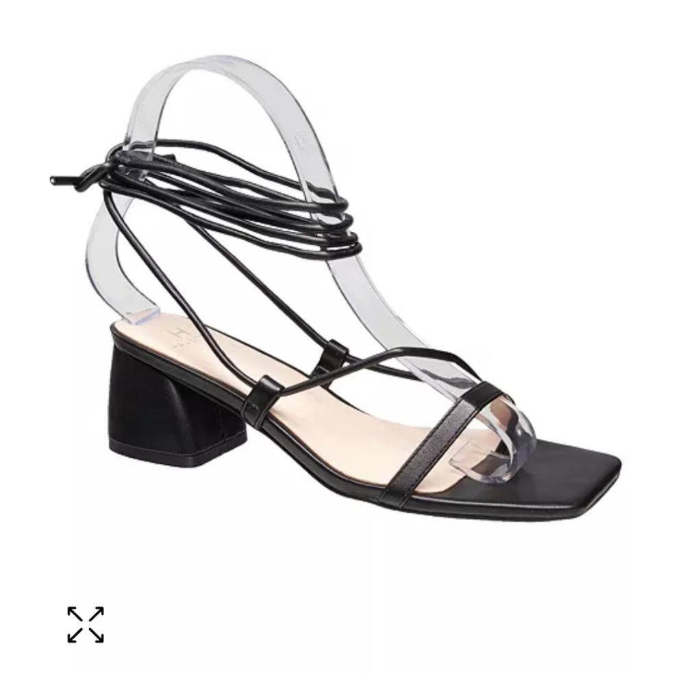 H Halston Black Strappy Lace-Up Dress Sandals Block Heels sz 9